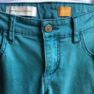 Pilcro Stet Stretch Skinny Teal Green Pants Jeans